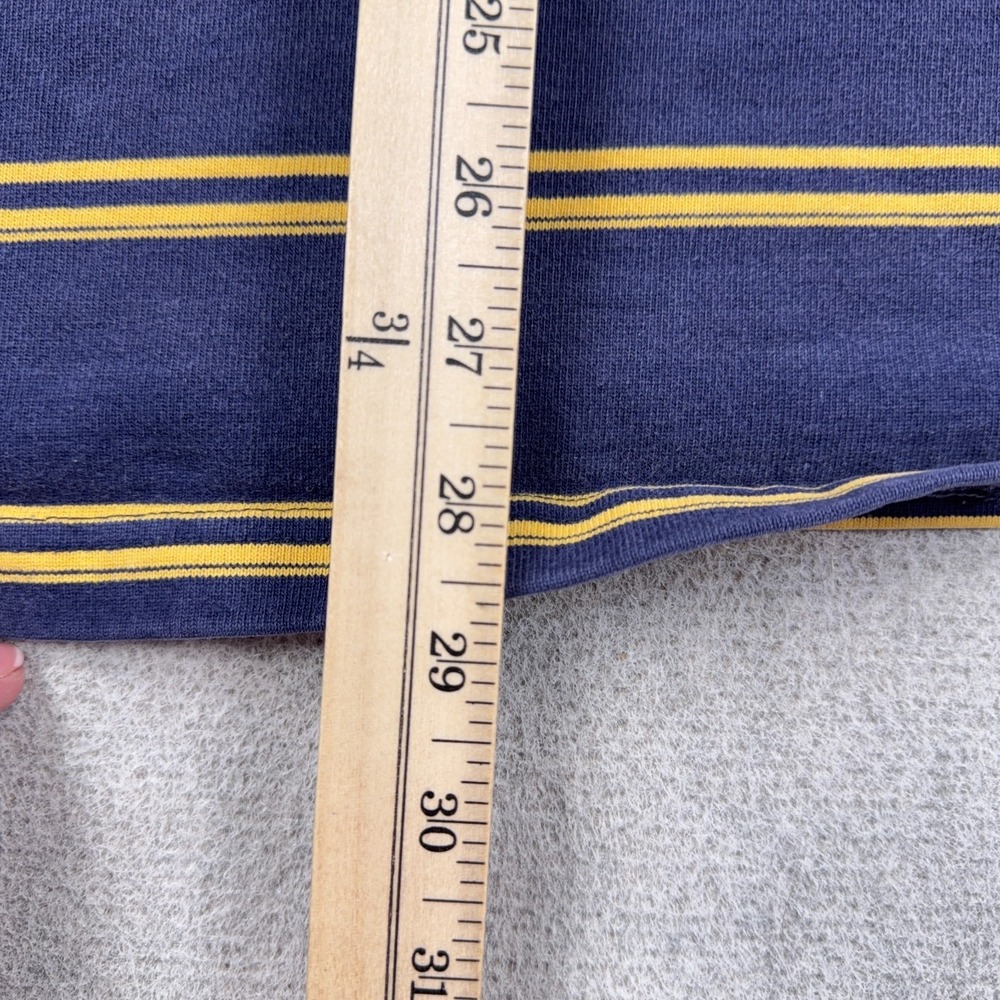 LL Bean Rugby Polo Shirt Men XL Blue Yellow Striped Long Sleeve VTG White Collar - Picture 9 of 12